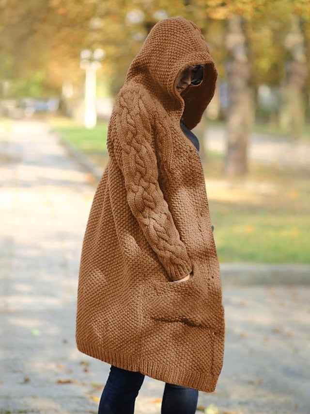 Chunky knit hooded cardigan