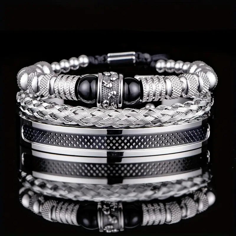 Timelessly Stainless Skull Bracelet With Tiger Eye