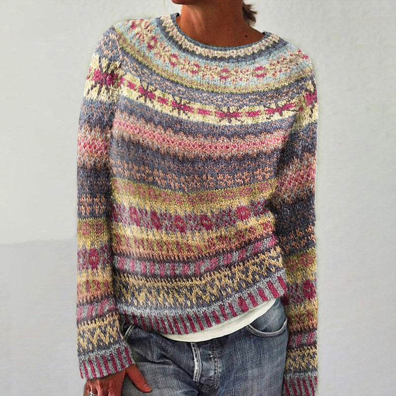 Vintage Fairman Island Knit Jacquard Crew Neck Sweater elevenforest