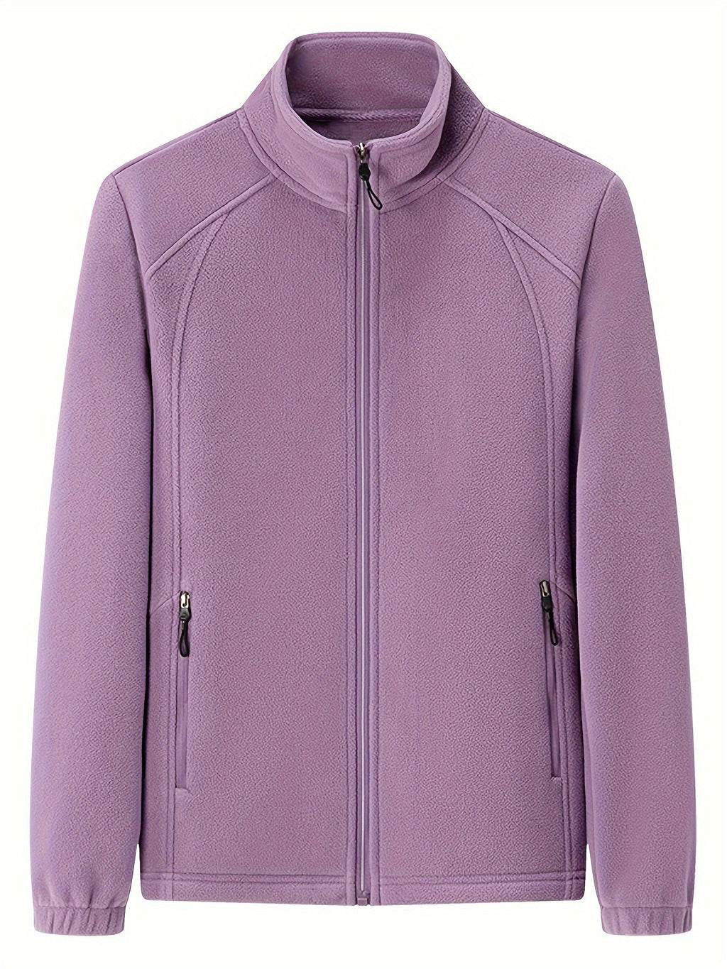 Plush women's outdoor jacket with stand-up collar and long sleeves