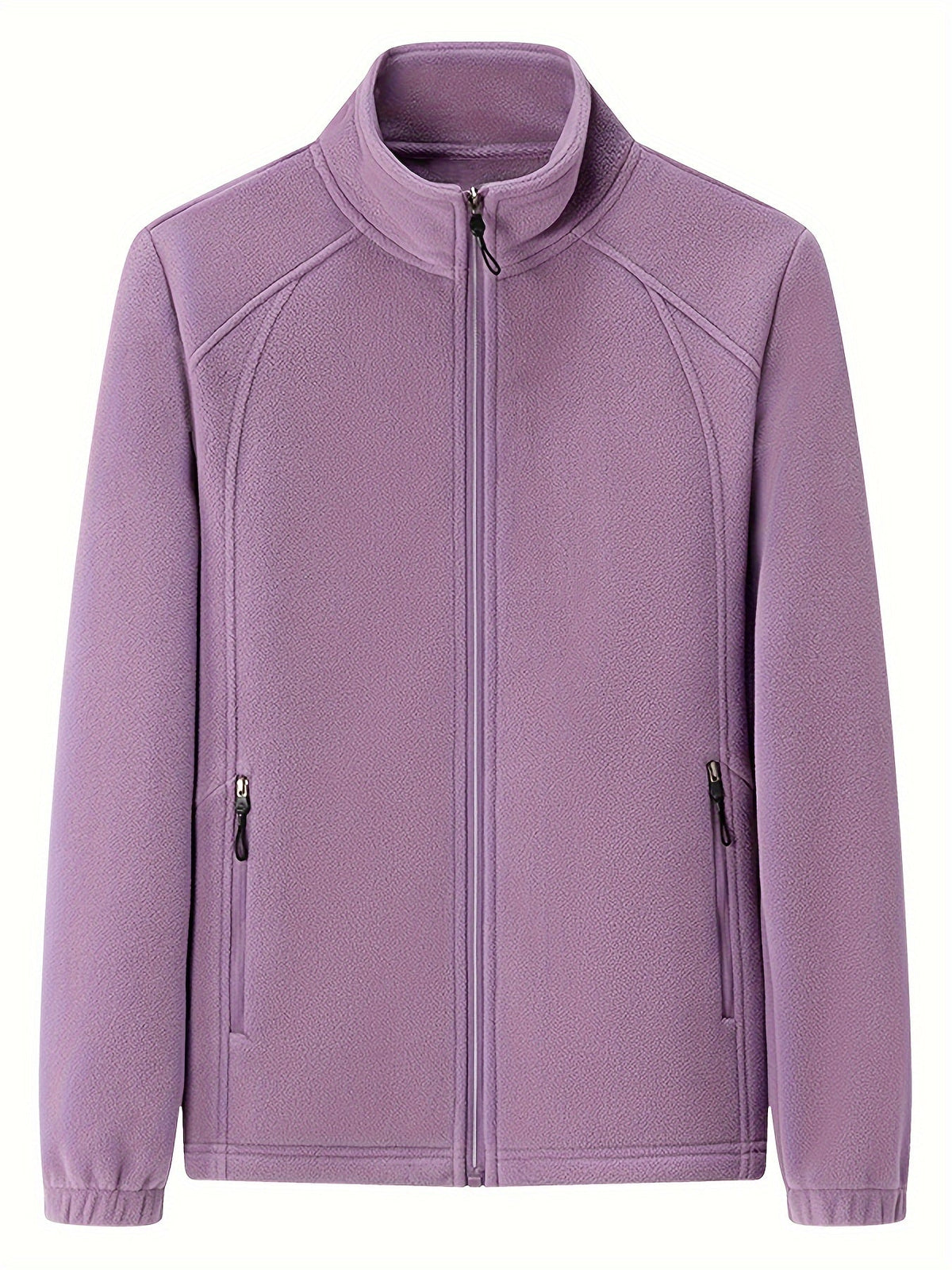 Plush women's outdoor jacket with stand-up collar and long sleeves