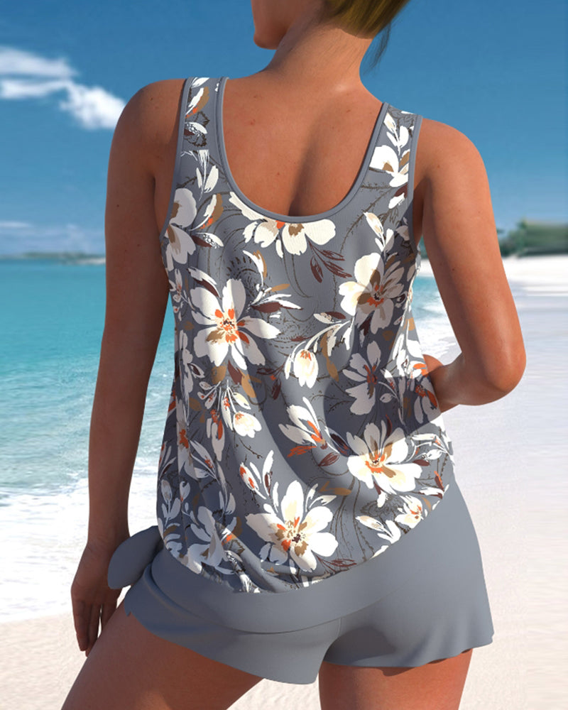 Tankini with floral print