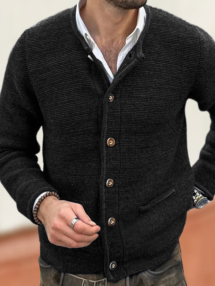 Men's Vintage Crew Neck Cozy Sweater Cardigan artswardrobe