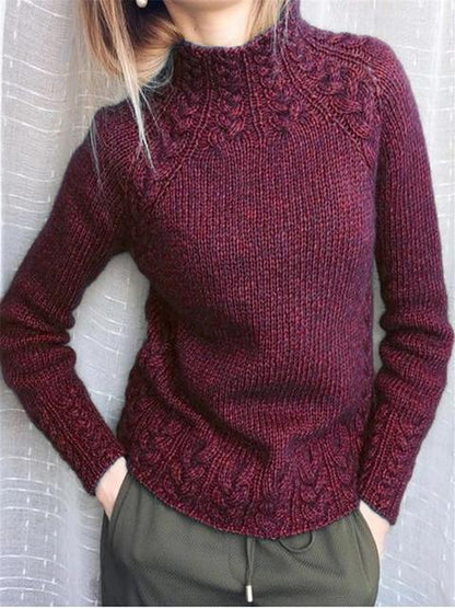 Cotton Pullover with Black Cable Knit Detail