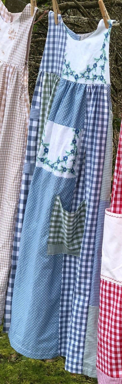 Women's Vintage Plaid Patchwork Pocket Sleeveless Casual Dress artswardrobe