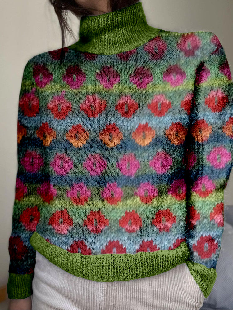 Vintage Poppy Knitted Pattern Cozy Sweater elevenforest