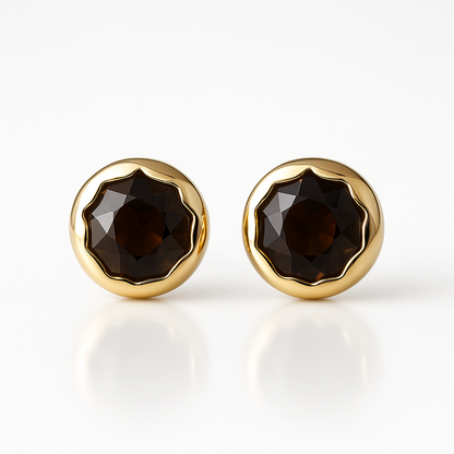 Quartz Molten Stud 14K Gold Earrings