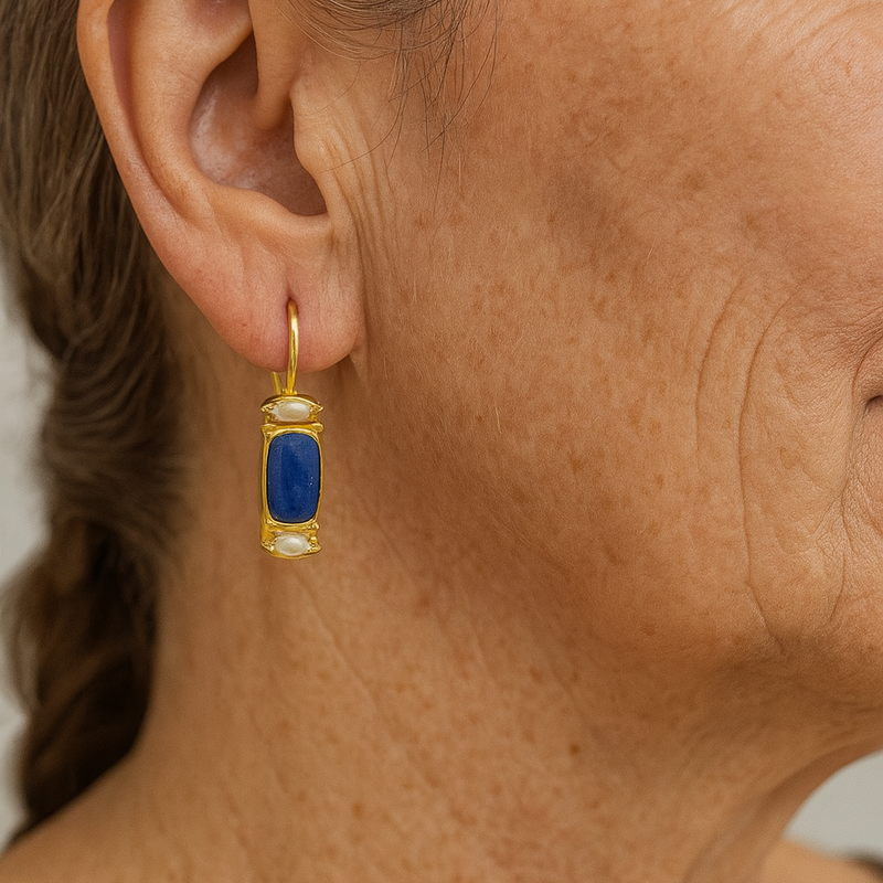 Vintage Earrings In Blue And Gold