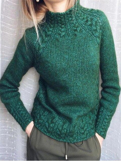 Cotton Pullover with Black Cable Knit Detail