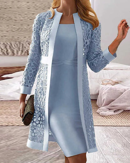 KS | Two-piece set - dress lace cardigan for women