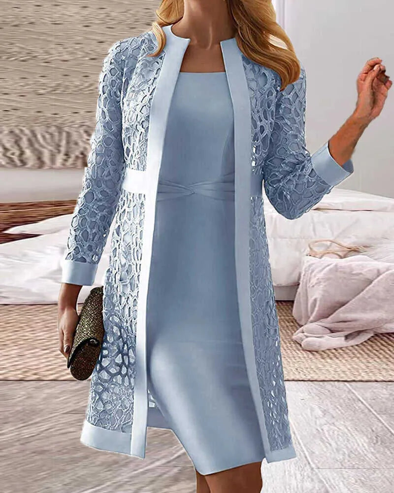 KS | Two-piece set - dress lace cardigan for women