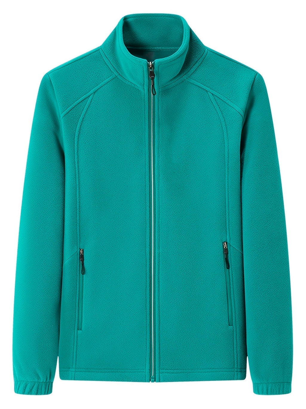 Plush women's outdoor jacket with stand-up collar and long sleeves