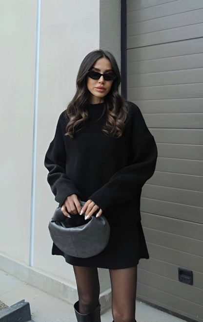 Cotton Sweater Dress with Burgundy Solid Design