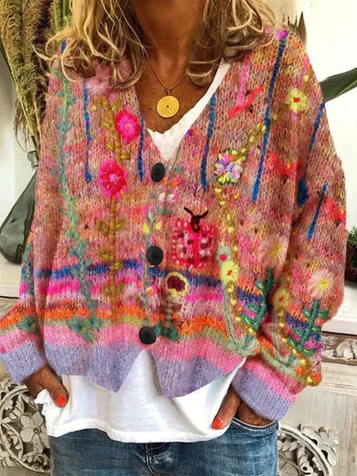 Floral cardigan with buttons