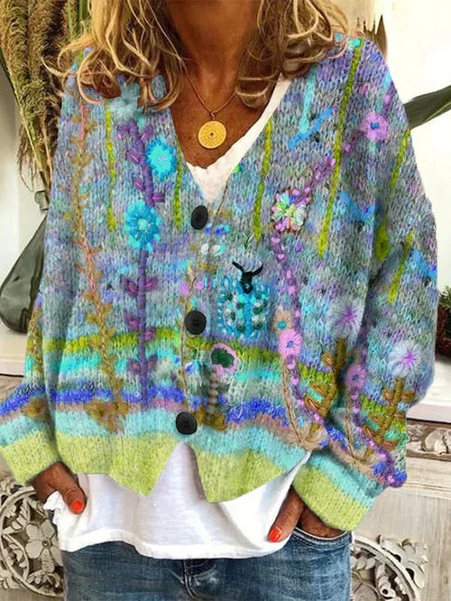 Floral cardigan with buttons