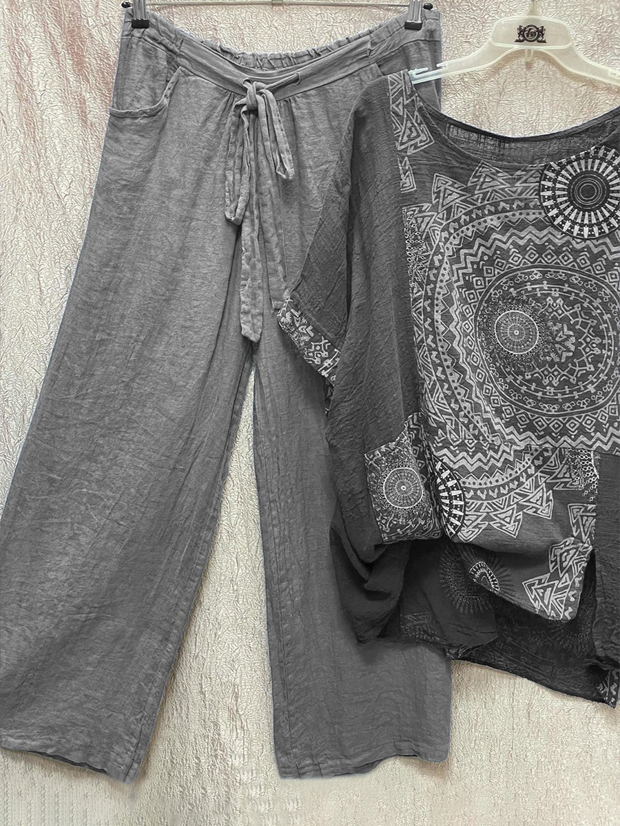 KS | Two-piece set with loose bohemian print