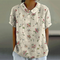 Comstylish Vintage Floral Print Lapel Casual Blouse