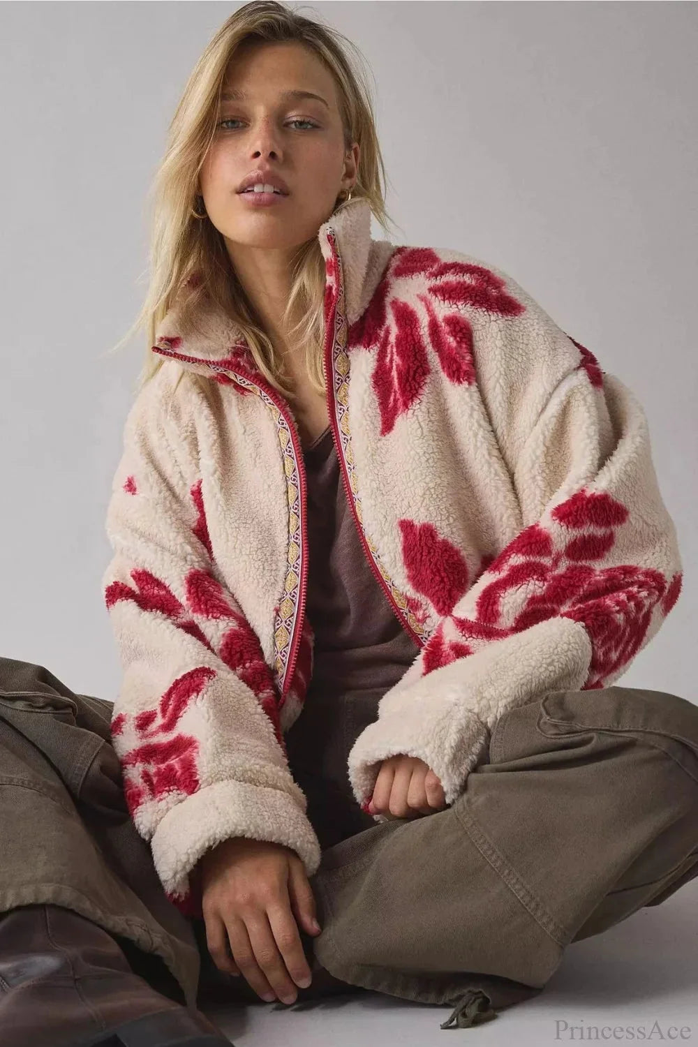 Fleece Stand Collar Zipper Coat