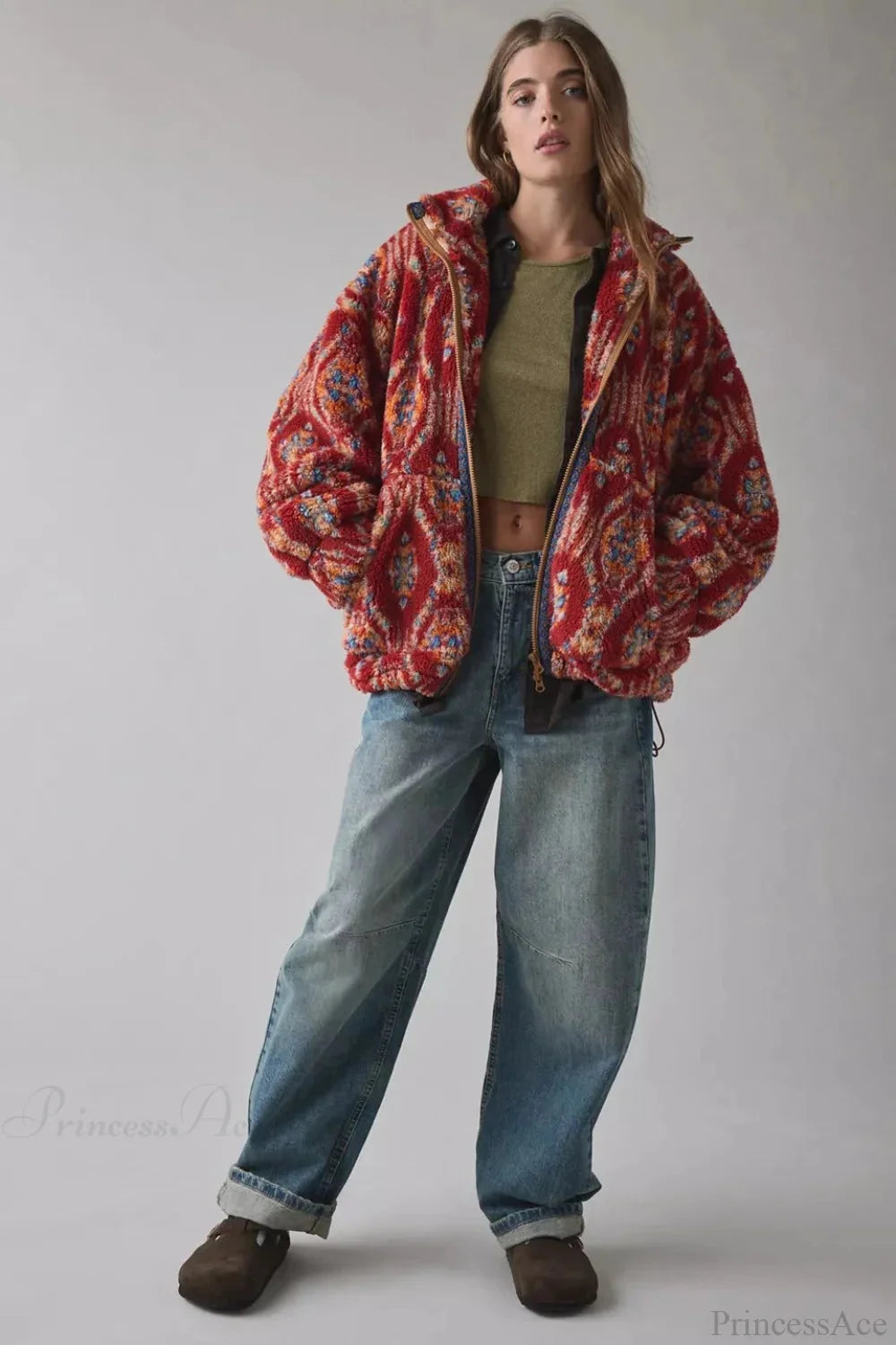 Fleece Stand Collar Zipper Coat