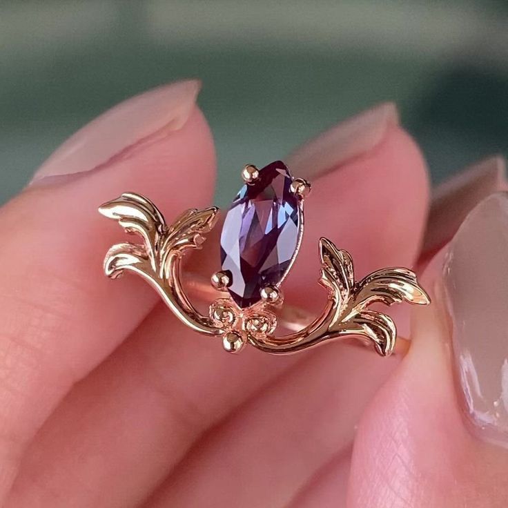 Amethyst Leaf Crown Ring