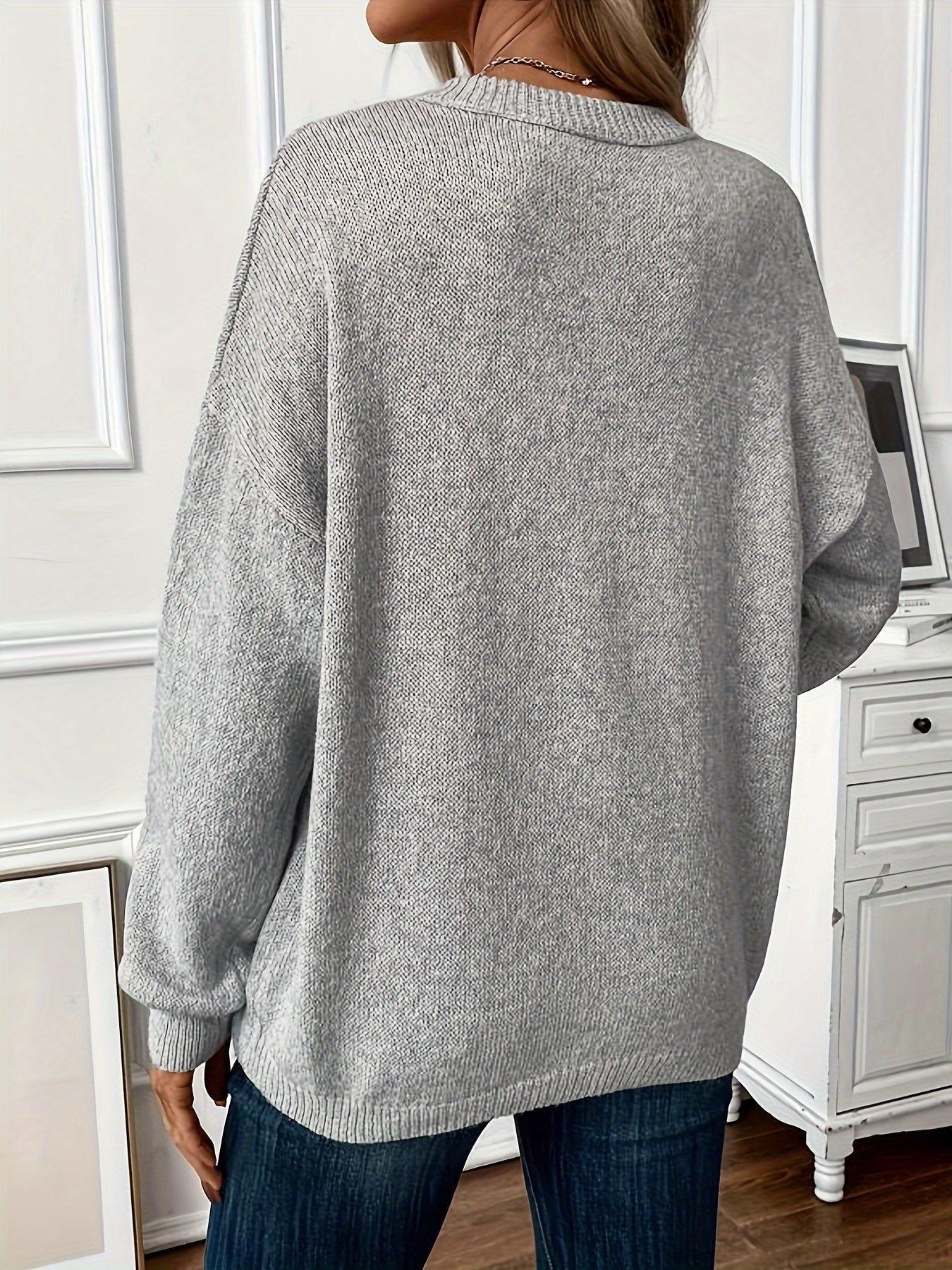 Cotton Pullover Solid Colored Sweater