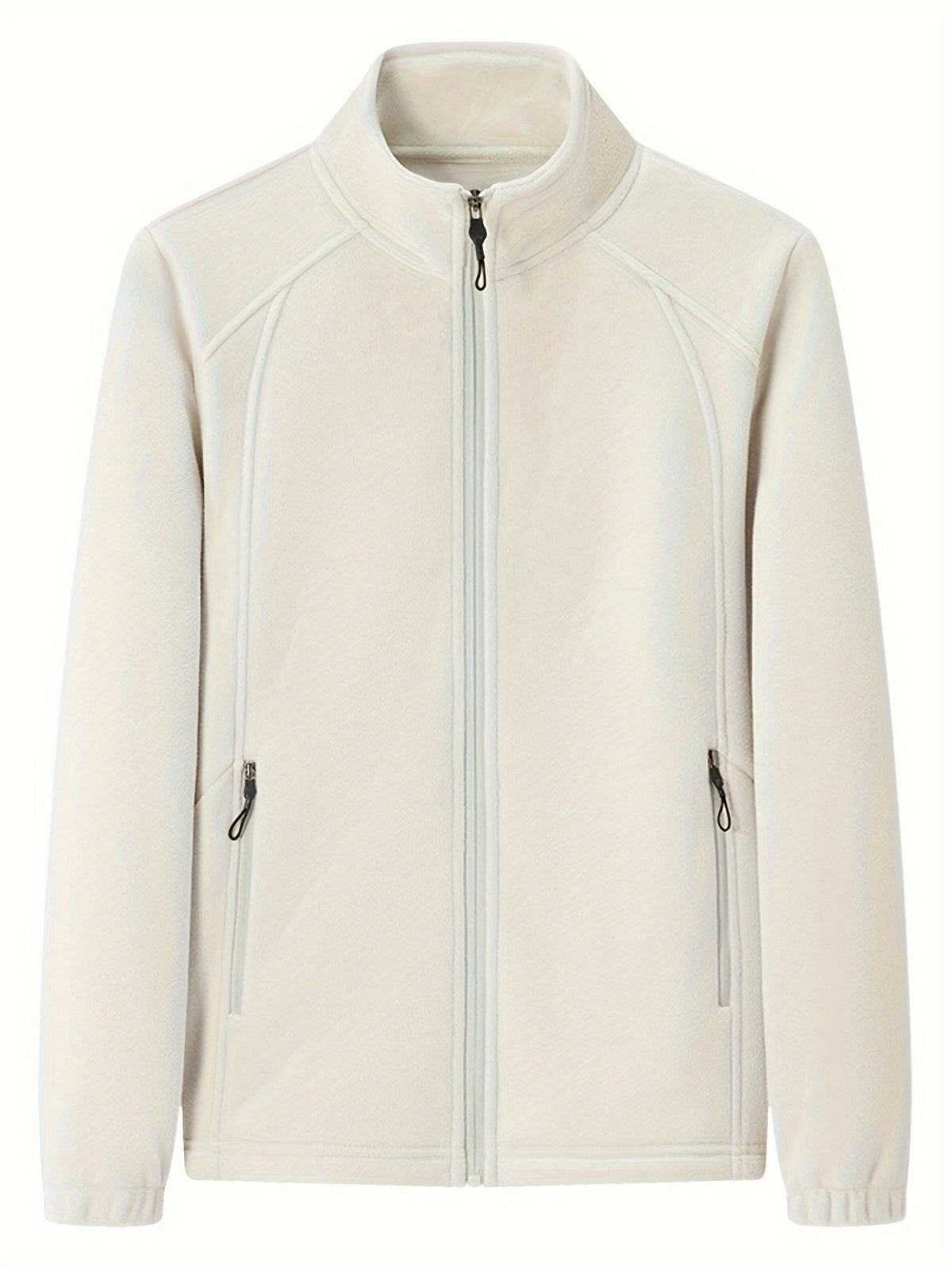 Plush women's outdoor jacket with stand-up collar and long sleeves