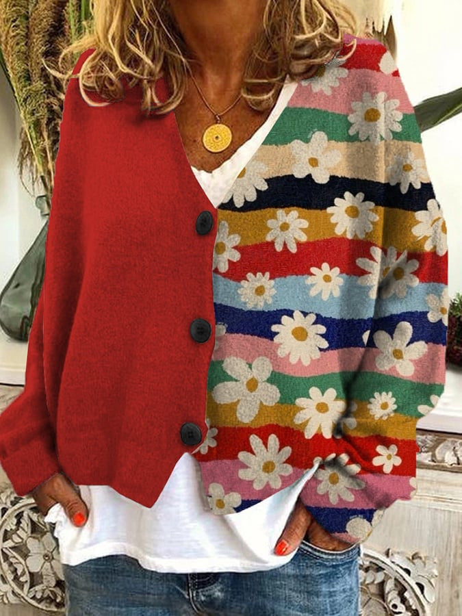 KS | Printed cardigan with button placket