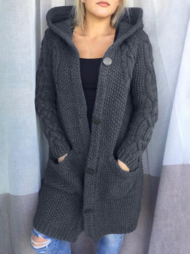 Chunky knit hooded cardigan