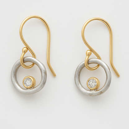 Vintage Gold & Silver Zirconia Earrings
