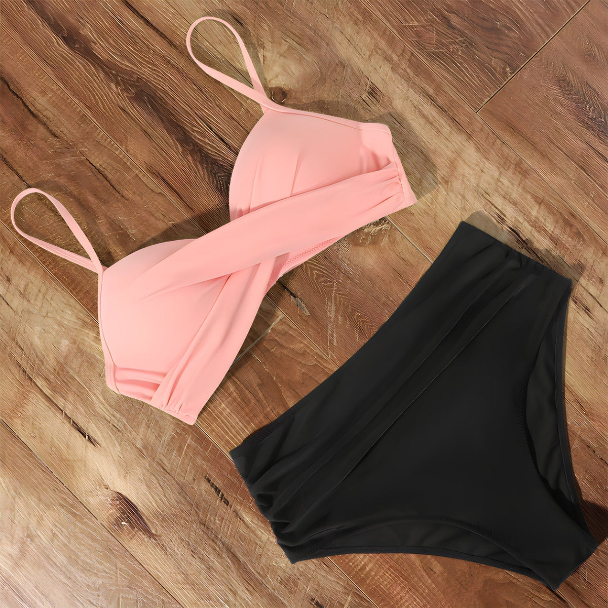 High waist bikini with twist front top