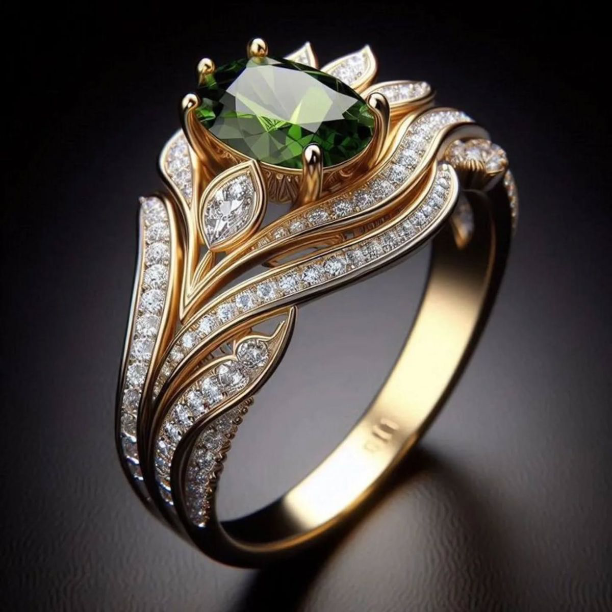 Emerald Leaf Ring