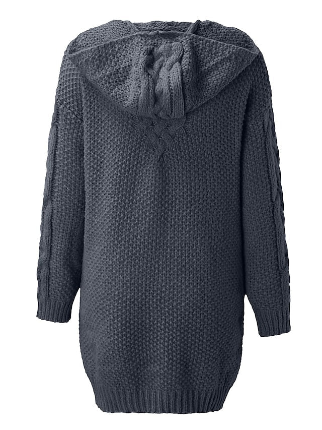 Chunky knit hooded cardigan