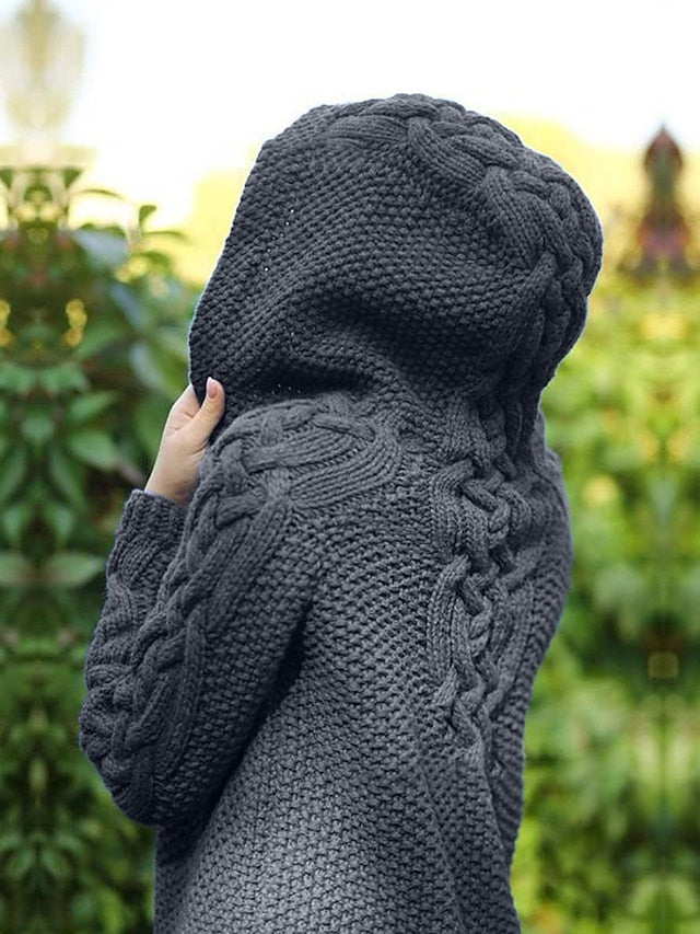 Chunky knit hooded cardigan
