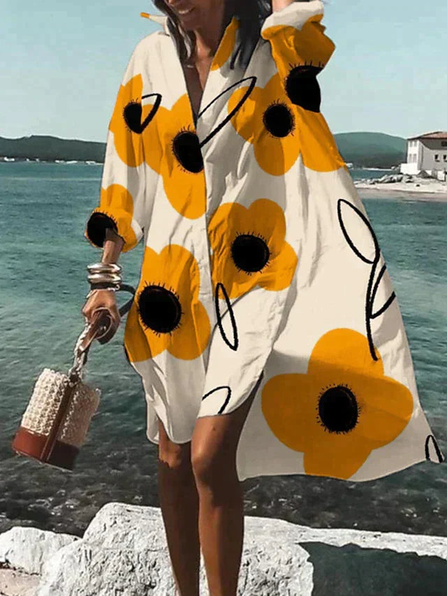 Printed A-line midi dress