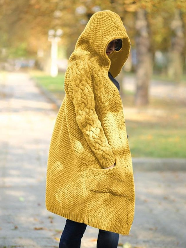 Chunky knit hooded cardigan