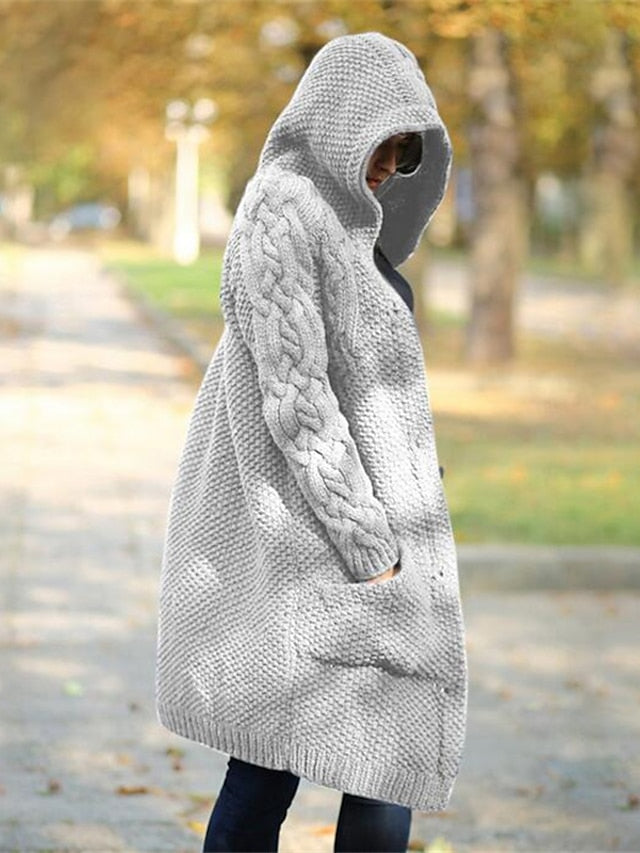 Chunky knit hooded cardigan