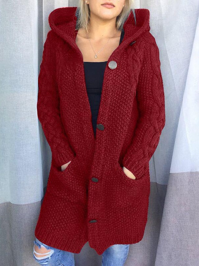 Chunky knit hooded cardigan