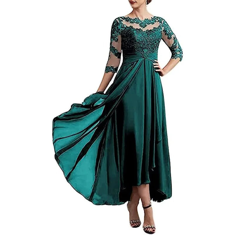 KS | Chiffon maxi dress with sheer sleeves in midi length