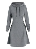 Casual-chic hooded midi dress
