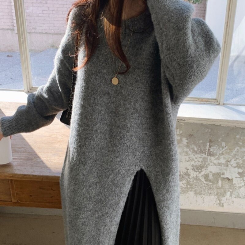 Sweater midi dress with pleated detail