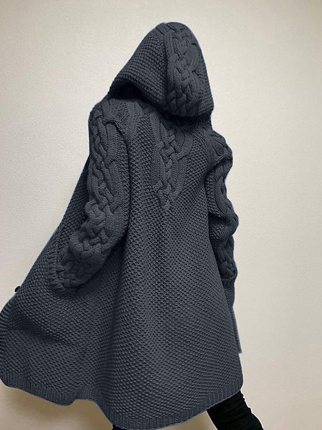 Chunky knit hooded cardigan
