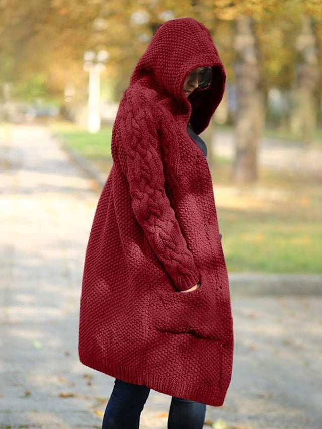 Chunky knit hooded cardigan