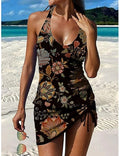 Swimwear Tankini Skirt Swimsuit Vacation Graphic Sleeveless Bathing Suits