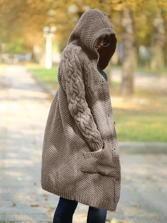 Chunky knit hooded cardigan