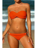 Swimwear Bikini 2 Piece Normal Swimsuit 2 Piece Ruched Open Back Pure Color Green White Black Yellow Rosy Pink Padded Strapless Bathing Suits New Vacation / Modern / Padded Bras