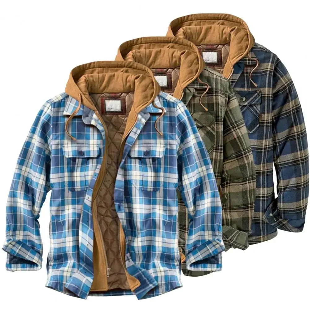 Cotton flannel hooded shirt jacket