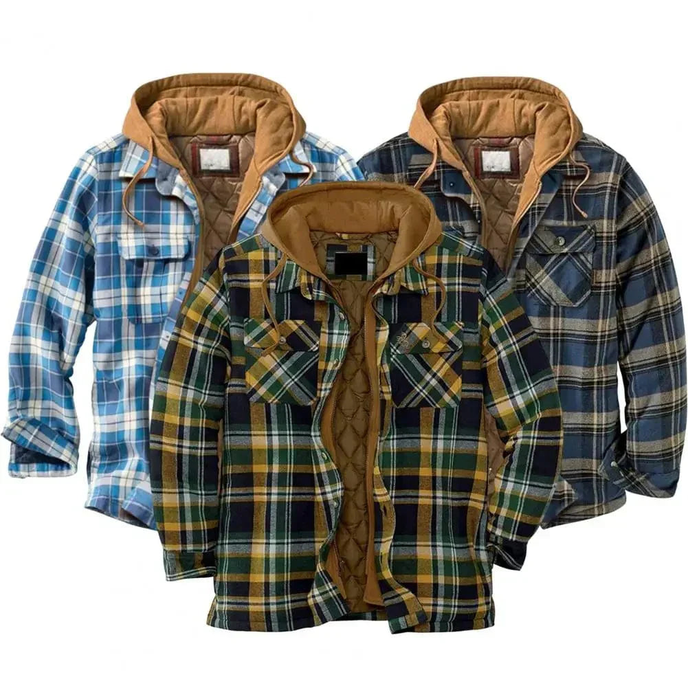 Cotton flannel hooded shirt jacket