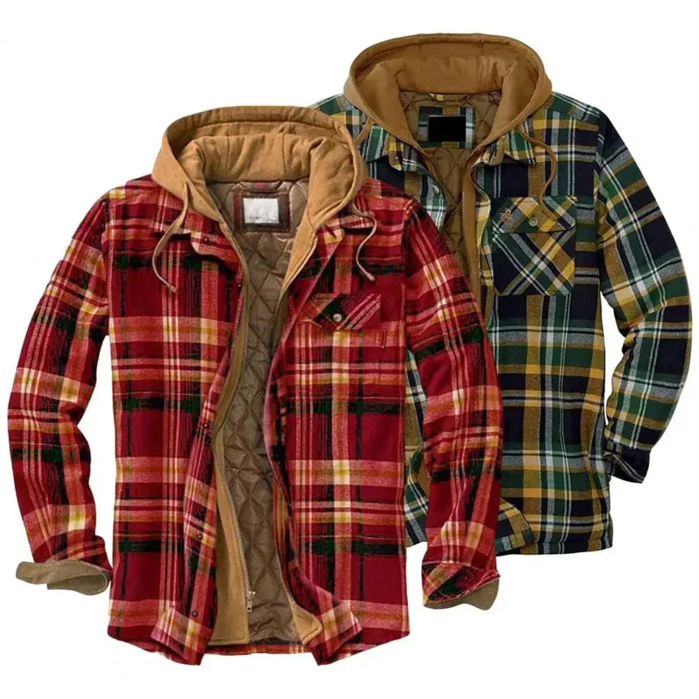 Cotton flannel hooded shirt jacket