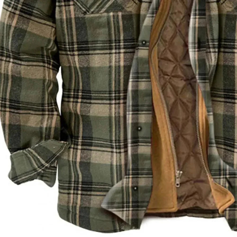 Cotton flannel hooded shirt jacket