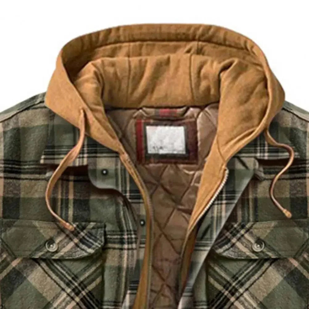 Cotton flannel hooded shirt jacket